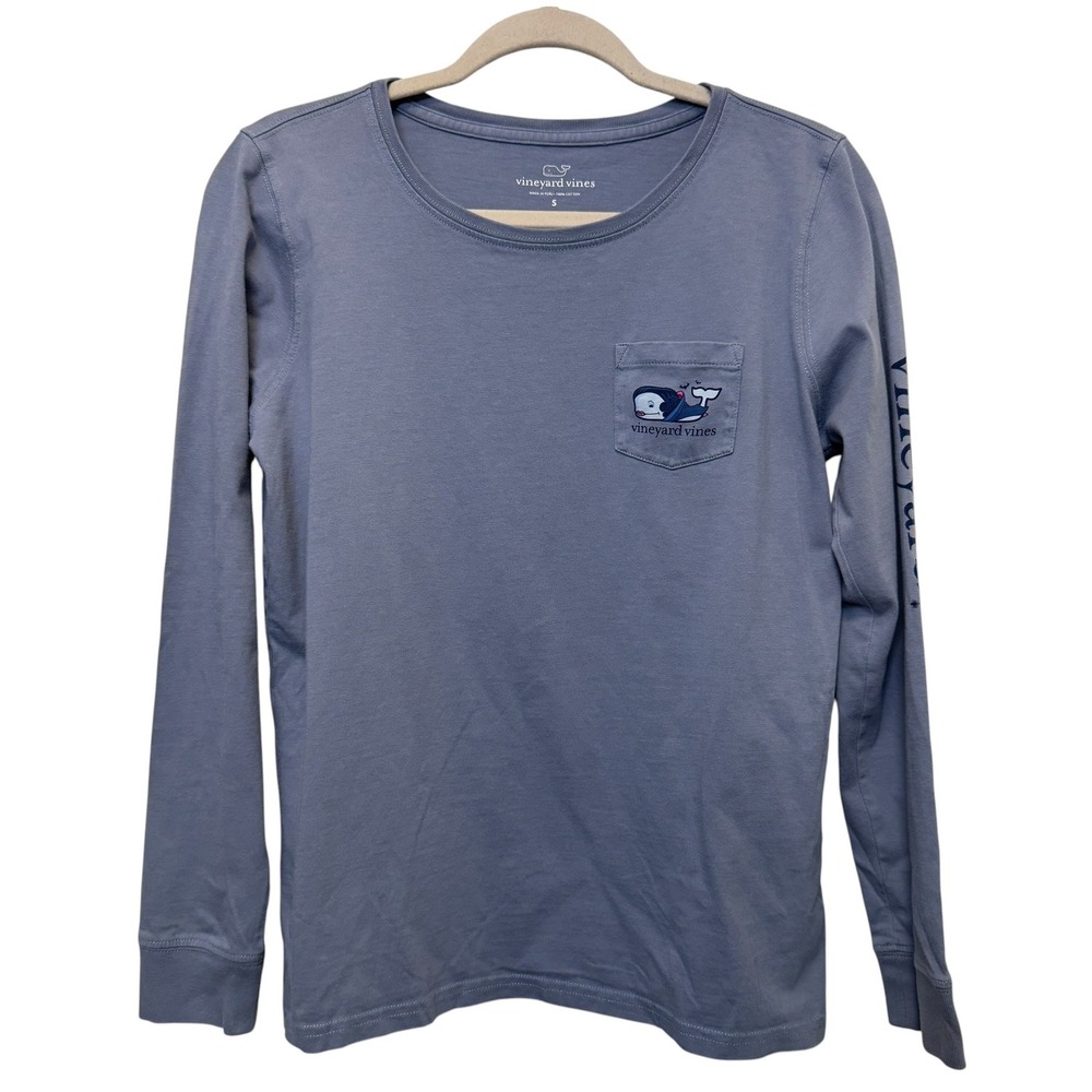 Vineyard‎ Vines Womens Halloween Vampire Whale T-Shirt S Blue Preppy Spooky Tee